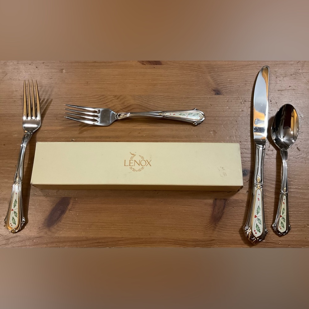 Lenox: Millennium Edition 18/8 stainless steel holiday collection flat ware set.